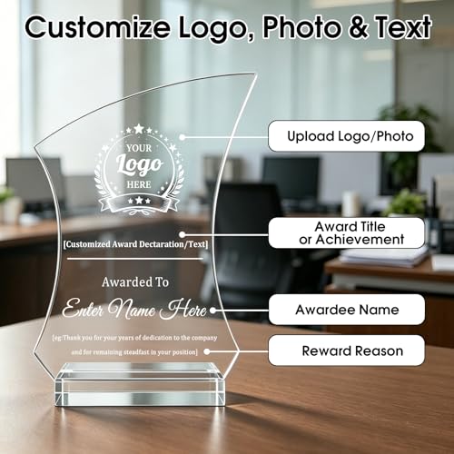Personalized Acrylic Award Plaque - Custom Trophy with Photo & Text - Style 1