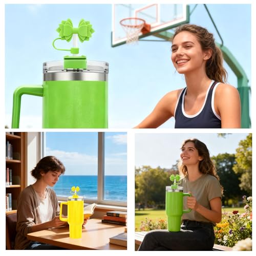 6Pcs Silicone Bow Straw Toppers for 10mm Straws - Off-White