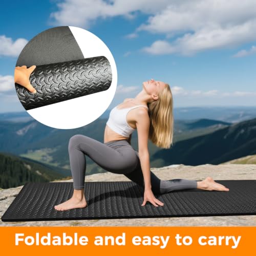 Large Non-Slip Gym Floor Mat 4ft x 6ft x 10mm - Black