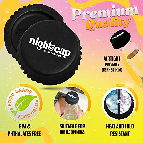 Anti-Spiking Drink Protector - Nightcap Beer Bottle Cover - Black
