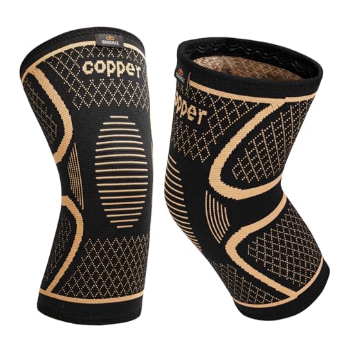 INDEEMAX Copper-Infused Knee Brace 2 Pack for Men & Women, Large, Compression Support