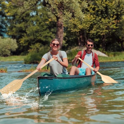 Wooden Canoe Paddle 4 ft - Lightweight with Ergonomic T-Grip Handle - 1 Pack