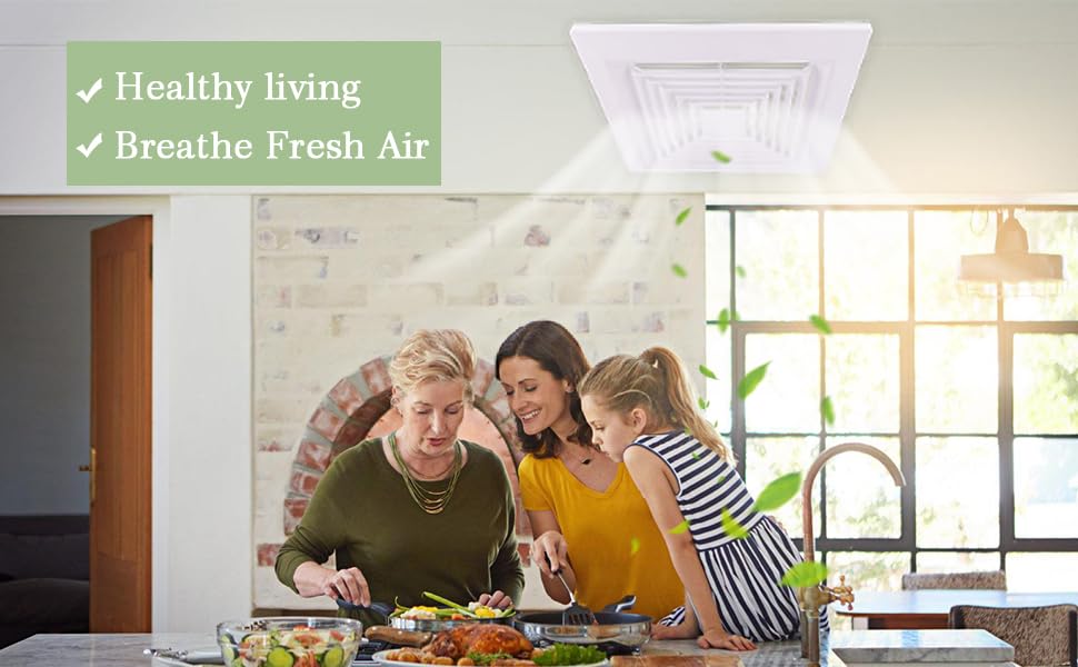 TIHCXNY 1-Piece (9"x9"Inches) Bathroom Exhaust Fan Cover with Spring, Square Ceiling or Wall Mounted Exhaust Fan, Ceiling Fan, Grille, Air Diffuser, Diverter Ventilation Hood, Replacement Accessories