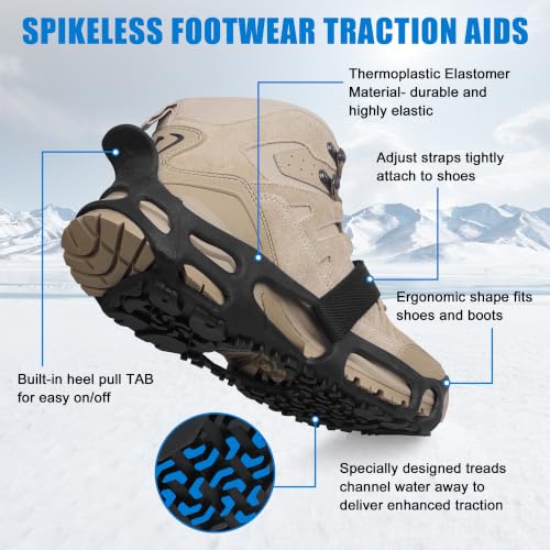 Spikeless Ice Cleats with Straps - Large/X-Large for Snow & Ice