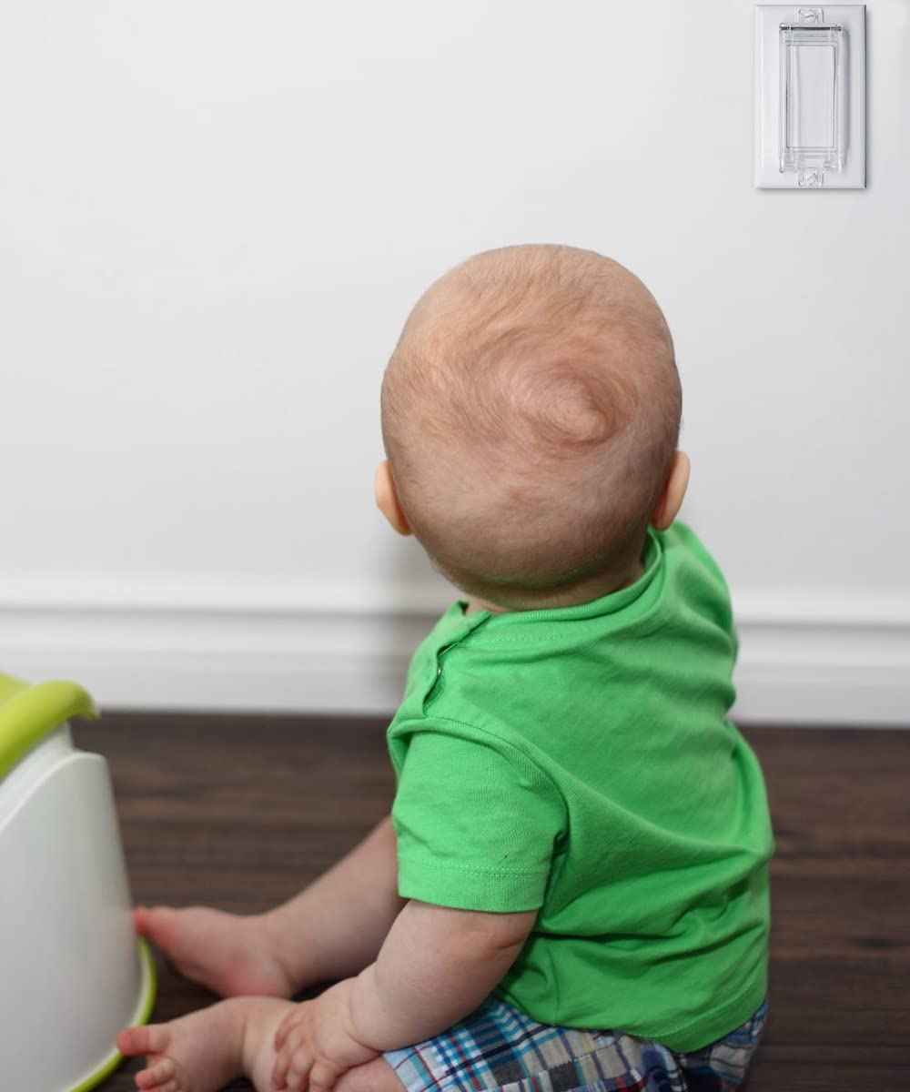 Light Switch Guard, ILIVABLE Child Proof Rocker Switch Plate Cover Prevents Kids or Accidental Turned On/Off Switch While Allowing Access (Clear, 4 Pack)