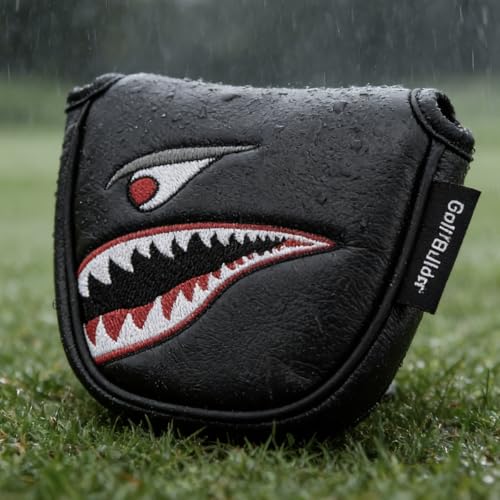 Golf Club Headcover Mallet Putter Shark Cartoon Animal Design Synthetic Leather