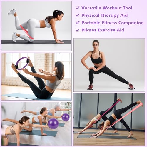 Pilates Ring Set with Resistance Bands & Ball - Basic-level Purple