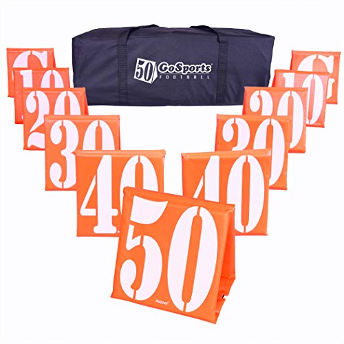 Football Field Yard Markers Set - 11 High Visibility Weighted Markers