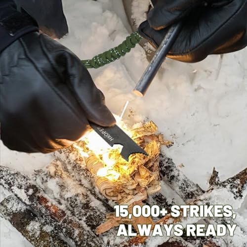 4-Inch Ferro Rod Fire Starter Survival Kit with 6-in-1 Multi-Tool Scraper