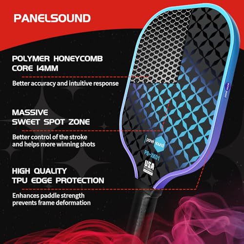 USAPA Approved Pickleball Paddles Set of 4 with 4 Balls & Case - Cool Colors