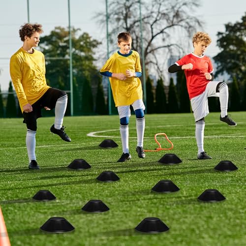 Black Mini Soccer Cones for Agility Training, 12 Pack - Sports & Football Drills