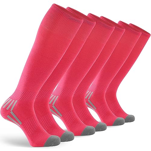 GRAPMKTG 3 Pack Large Pink Soccer Baseball Softball Socks for Youth & Adults