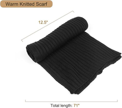 KRATARC Warm Knitted Scarf and Beanie Hat Set for Cold Winter | Unisex Fleece Comfort
