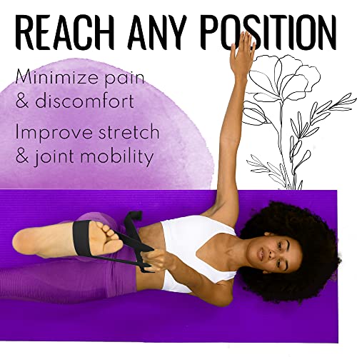 Yoga Strap for Stretching - Cotton 6 ft - Adjustable Non-Slip - Black