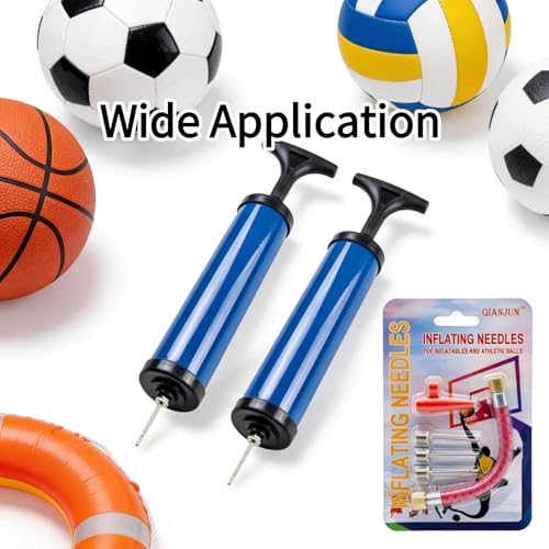 2-Pack 8-Inch Portable Ball Pump Set with Needles, Nozzle & Extension Hose