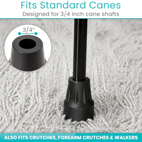 Vive Cane Tips (Set of 2) - Heavy Duty 3/4 inch Replacement Rubber