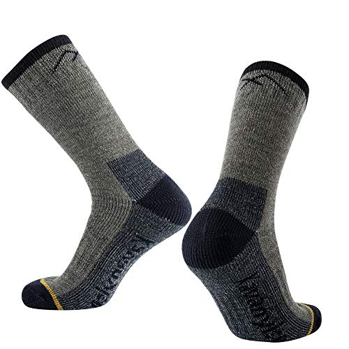 Men's Merino Wool Hiking Socks - Breathable Athletic Crew - 1 Pair Littlegaryyellowletter