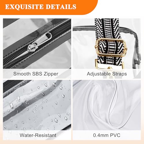 Clear Mini Backpack for Stadium Events - 12x10x4.2, Black Guitar Strap