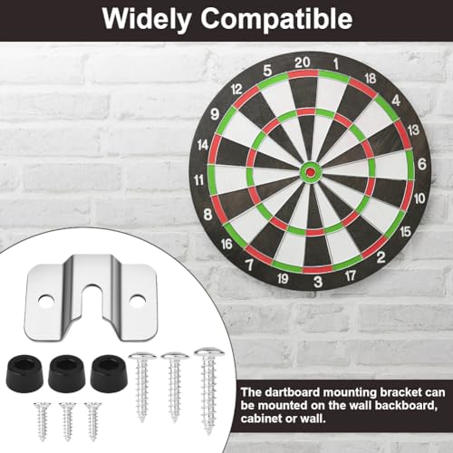 Dart Board Mounting Bracket Kit - 2 Sets with Screws & Hooks