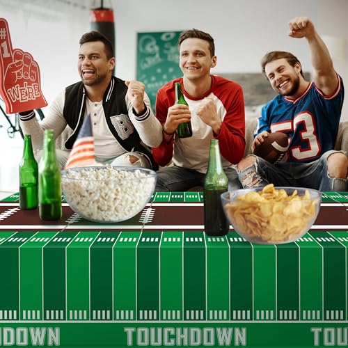 Football Party Decorations Tablecloth - 2 Pack, White & Green