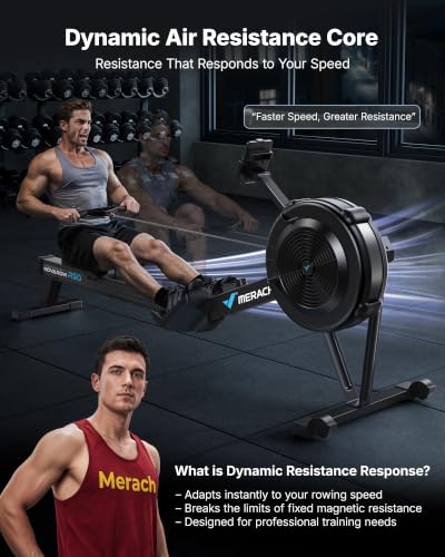 NovaRow R50 Pro Rowing Machine - Ergonomic, Adjustable Air Resistance, Backlit Monitor