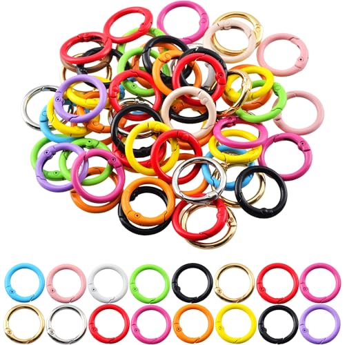 Colorful Carabiner Clip Set - 48Pcs Round Keychain Rings