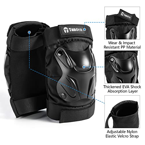 Adult Skating Protective Gear Set - Knee, Elbow & Wrist Pads - Black