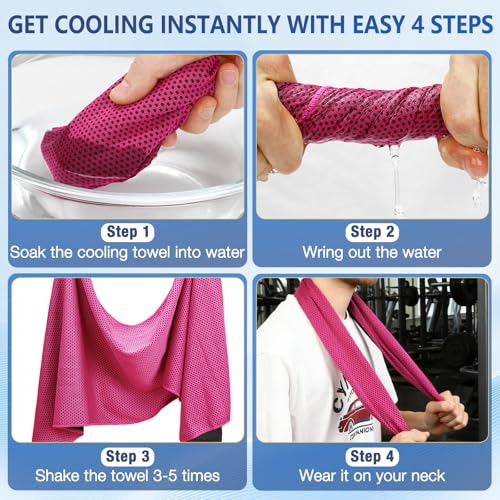Gsmhoat 30 Pack Cooling Towels Bulk 40x12 Inch Neck & Face Rags for Sports & Outdoor Activities, 5DarkBlue+5Blue+5Green+5DarkGrey+5Red+5Purple
