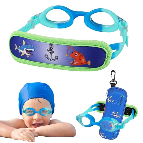 Kids Swim Goggles with Fabric Strap - Blue Shark, Age 3-8