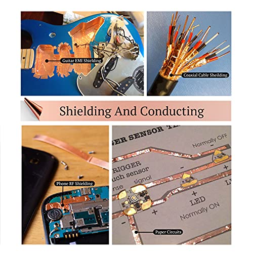 CHANZON 130ft Copper Foil Tape 6mm 1/4 inch Double Sided Conductive Adhesive for Stained Glass,Soldering,Electric,Crafts,Repair,Paper Circuits,Grounding,Guitars(2 Pack)