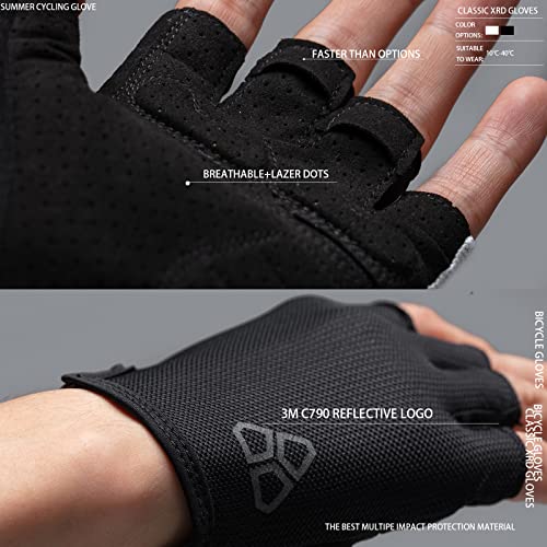 DUEECO Mountain Bike Cycling Gloves Men Women Breathable Shock-Absorbing XRD Pad Black Medium