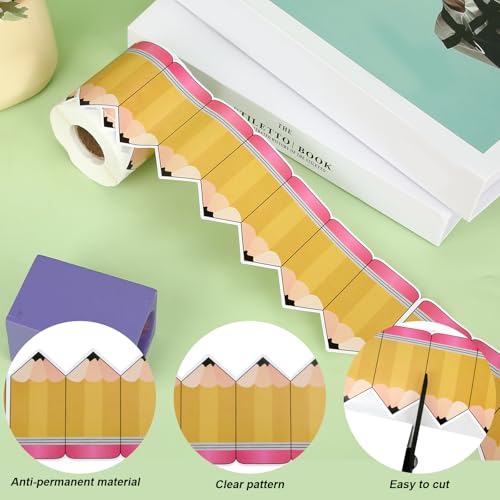 59 Ft Pencil Classroom Bulletin Border Roll, Self-Adhesive Pencil Paper Die Cut Cutouts Board Trims Back to School Bulletin Board Decor for School Office Blackboard