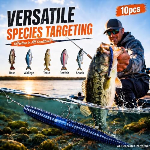 Soft Plastic Bass Fishing Lures 5" - Salt Infused Stick Bait - Sky Blue