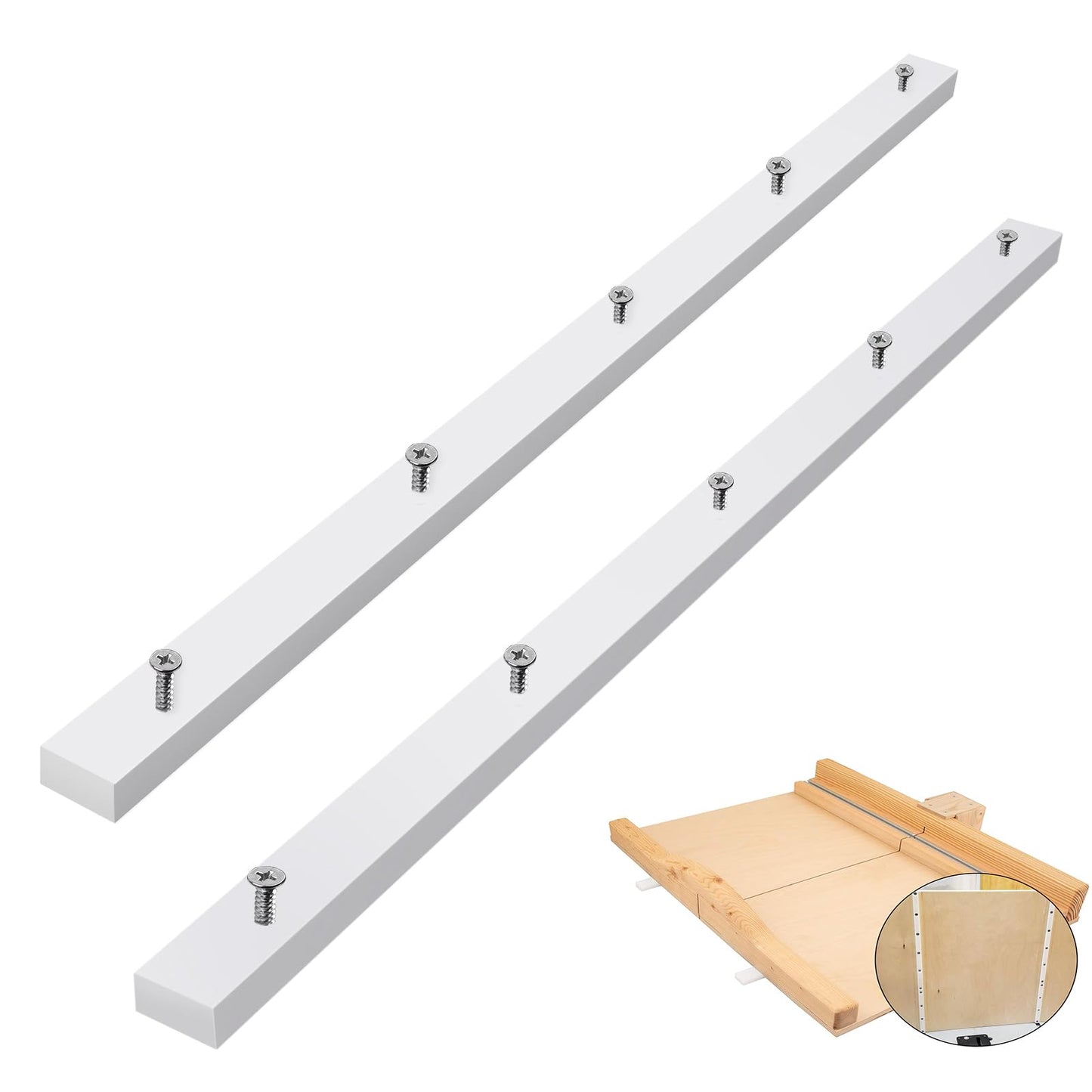 KETIPED 2 Pack Crosscut Sled for Table Saw, Miter Slot Runners, 3/4" x 3/8" x 17" Premium UHMW Miter Bar with Predrilled Holes & Screws Ideal for U Tracks, Router Table, Bandsaw, Coping Sled,MGJ-105W