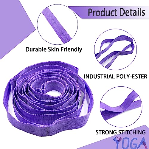 Yoga Stretching Strap with 10 Loops - Purple, 75 Inches