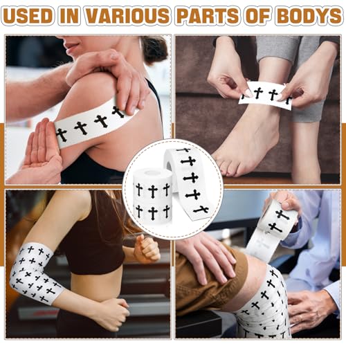 Christian Athletic Tape - 3 Rolls Cotton Sports Wrap for Joint Support