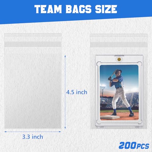 DEDC 200Pcs Trading Cards Team Bags for One Touch Magnetic Card