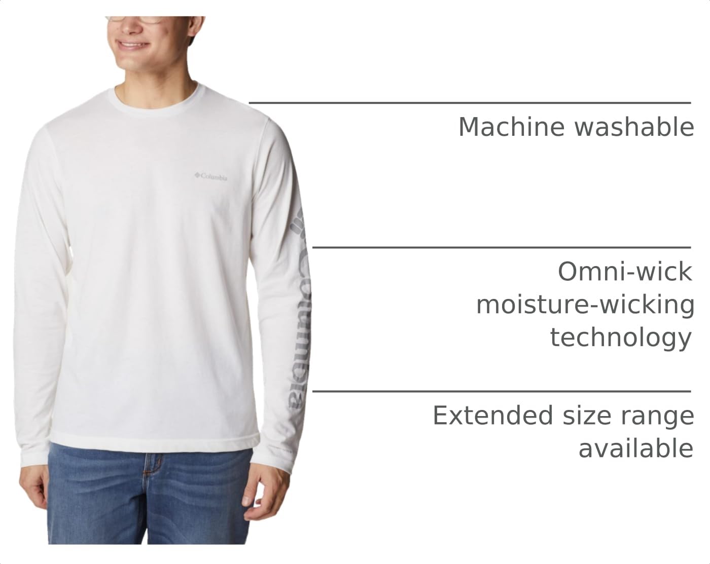 Columbia Men's Thistletown Hills Long Sleeve Logo Tee, White, Large