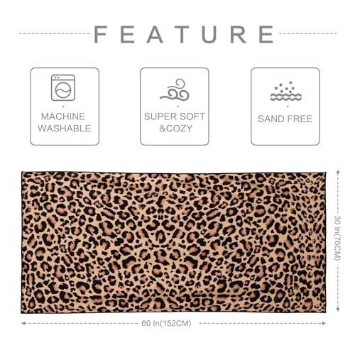 Lokigo Leopard Microfiber Beach Towel 60x30 Inch Sand-Free & Absorbent - Variation Leopard2
