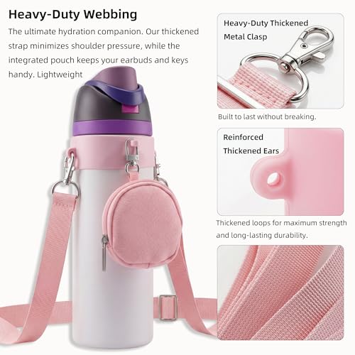Pink Water Bottle Carrier Strap Set for Owala 16oz-40oz - Elystara