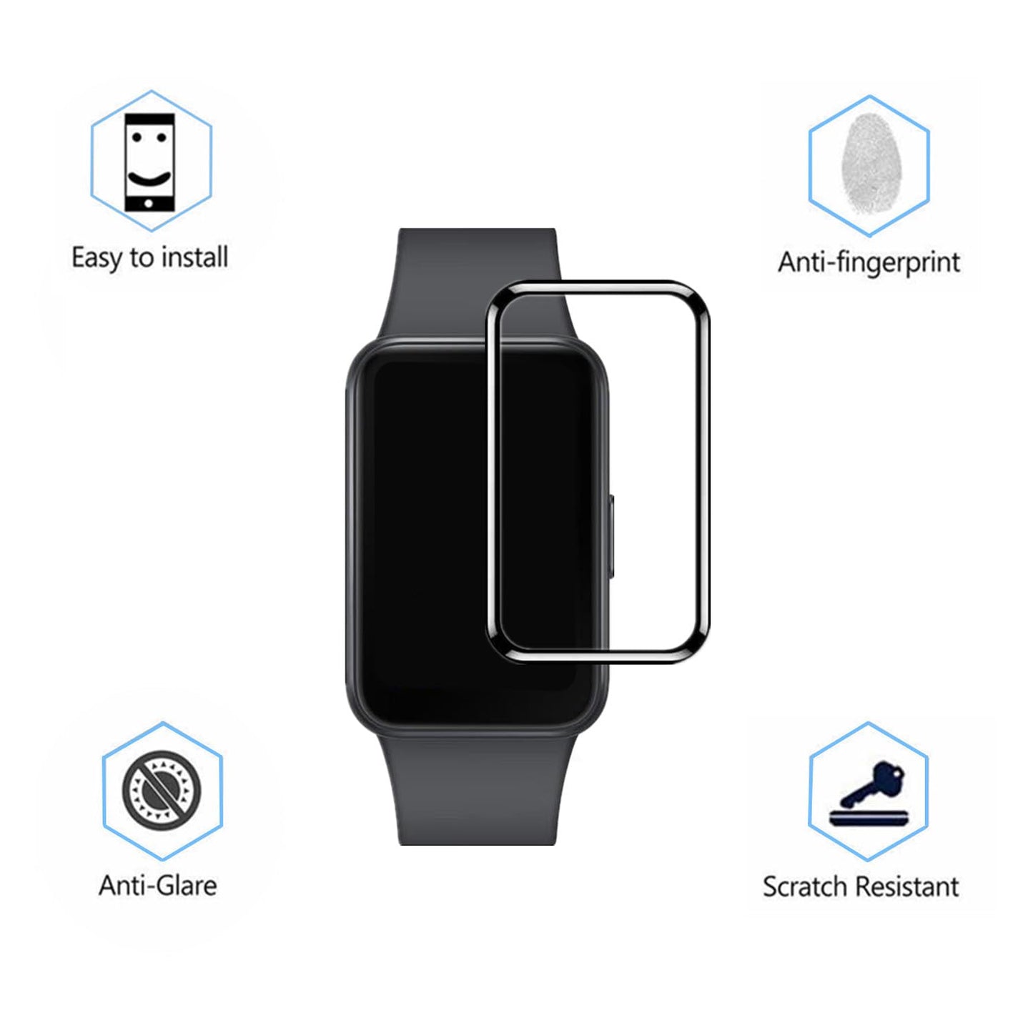 Aemus Screen Protector Compatible for Galaxy FIT 3 Fitness Tracker (3 Pack) 3D Full Coverage PMMA Protective Film for Fit 3 Smart Watch 1.6"