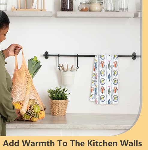 Summer Lemon Fish Crawfish Kitchen Towels - 16x24 Inch