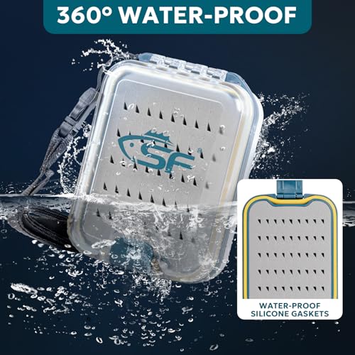 Waterproof Pocket Fly Fishing Box with Easy Grip Foam & Lanyard
