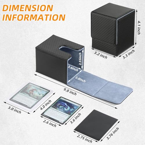 Trading Card Deck Box - Magnetic Storage Case for 110+ Sleeved Cards - Black