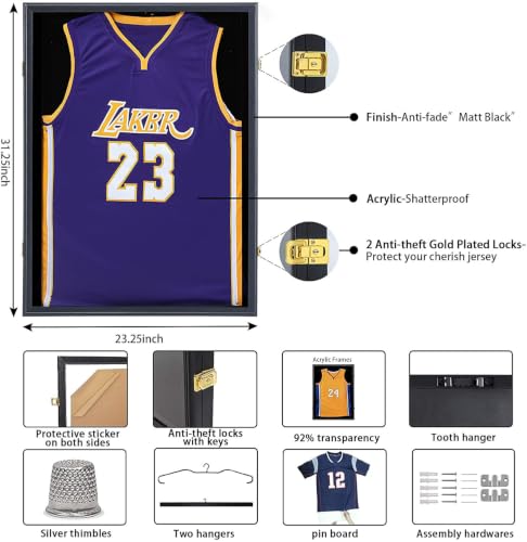 Large Lockable Jersey Display Frame with UV Protection