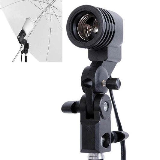 Photography Light Bulb Holder Stand Mount Socket with 8-Feet Cable Cord & Umbrella Reflector Holder, E26 E27 Base