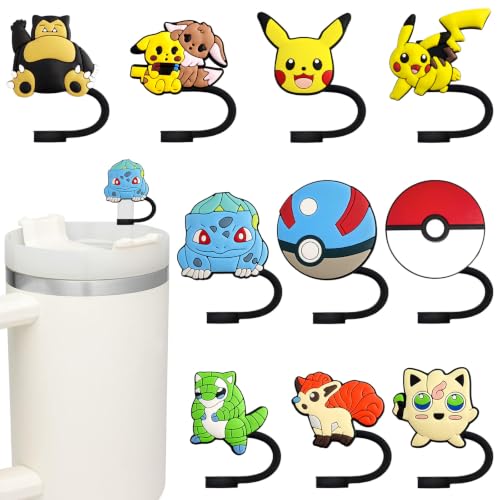 10Pcs Reusable Cartoon Straw Covers for Stanley Cup - 10mm