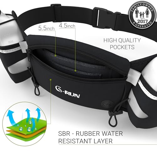 Hydration Running Belt with Bottles - Unisex Waist Pouch for Runners