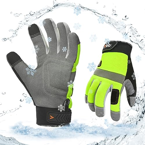 Vgo... 1Pair 5¡É/41¡ÆF Winter Work Gloves Men, Cold Weather Waterproof Safety Work Gloves,Cold Storage or Freezer Glove