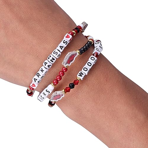 Beaded Friendship Bracelets 3-Pack - Arkansas Razorbacks